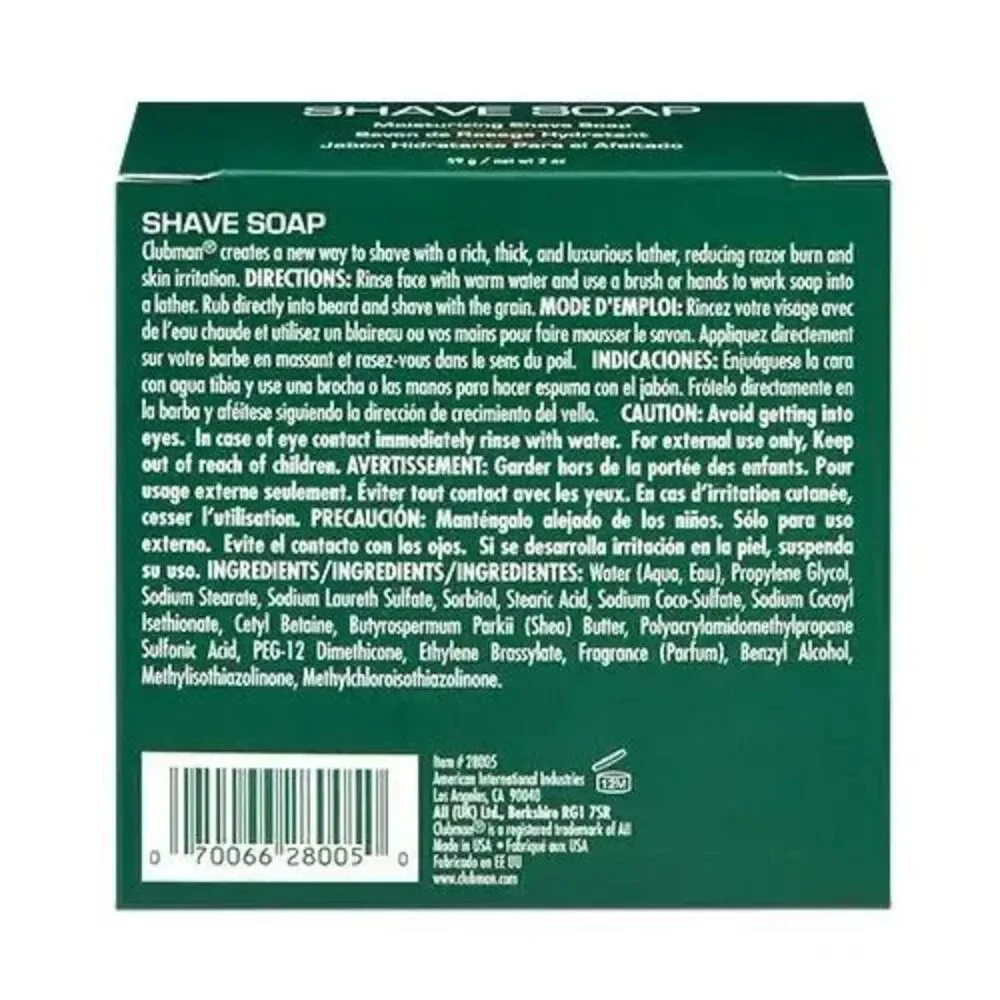 Clubman Pinaud Moisturizing Shave Soap 2oz